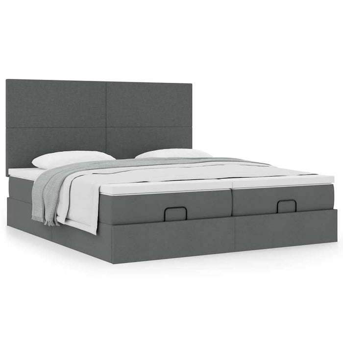 Cadru de pat otoman cu saltele țesătură gri închis 200x200cm - WALTI WALTI