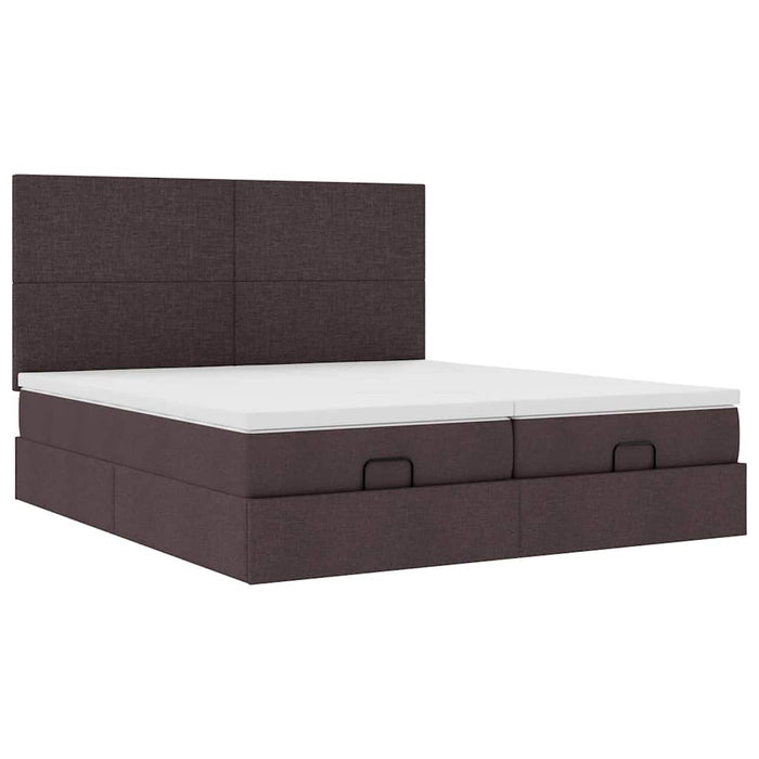 Cadru de pat otoman cu saltele țesătură maro închis 200x200cm WALTI