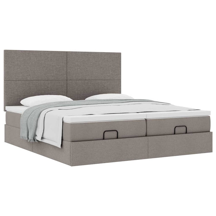 Cadru de pat otoman cu saltele Taupe 200x200cm țesătură WALTI