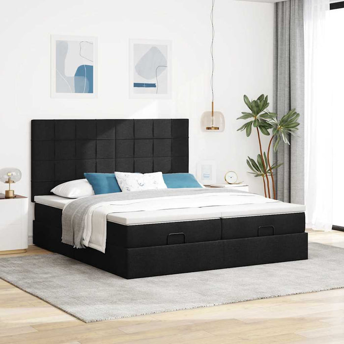 Cadru de pat otoman cu saltele, material negru 160x200cm - WALTI WALTI