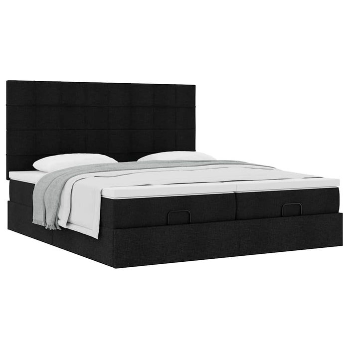 Cadru de pat otoman cu saltele, material negru 160x200cm - WALTI WALTI