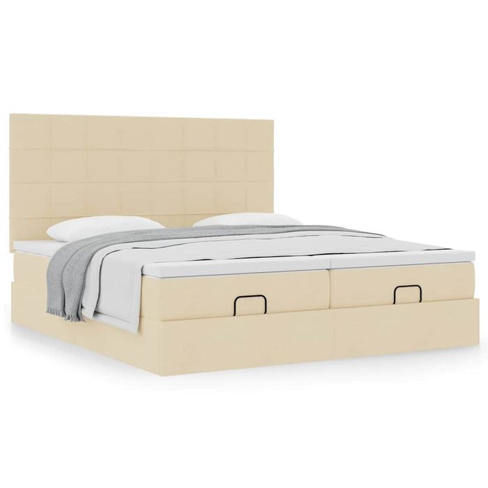Cadru de pat otoman cu saltele crem 160x200cm stofa WALTI