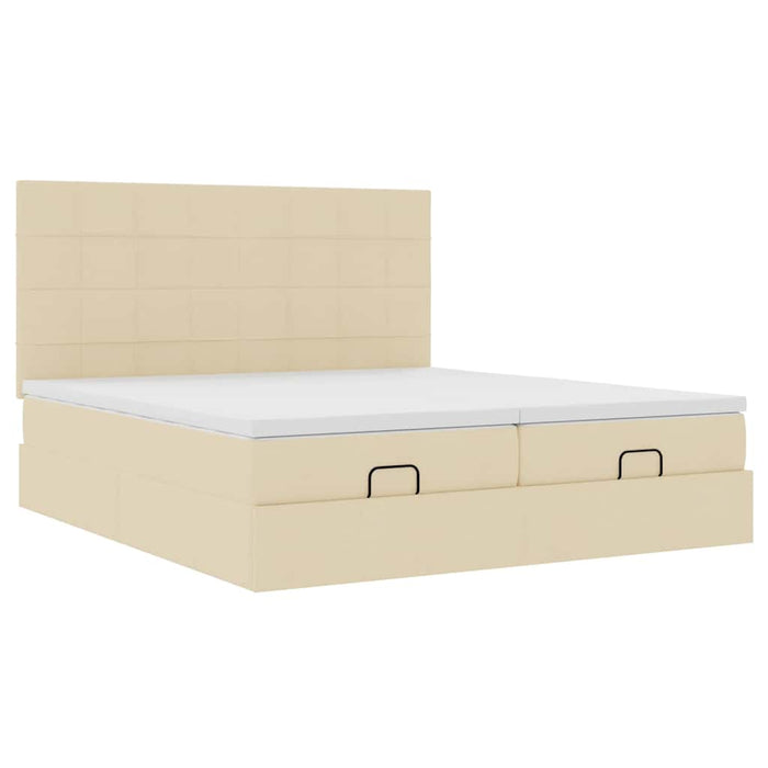 Cadru de pat otoman cu saltele crem 160x200cm stofa WALTI