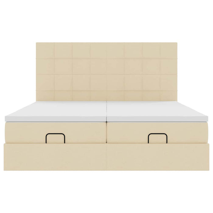 Cadru de pat otoman cu saltele crem 160x200cm stofa WALTI
