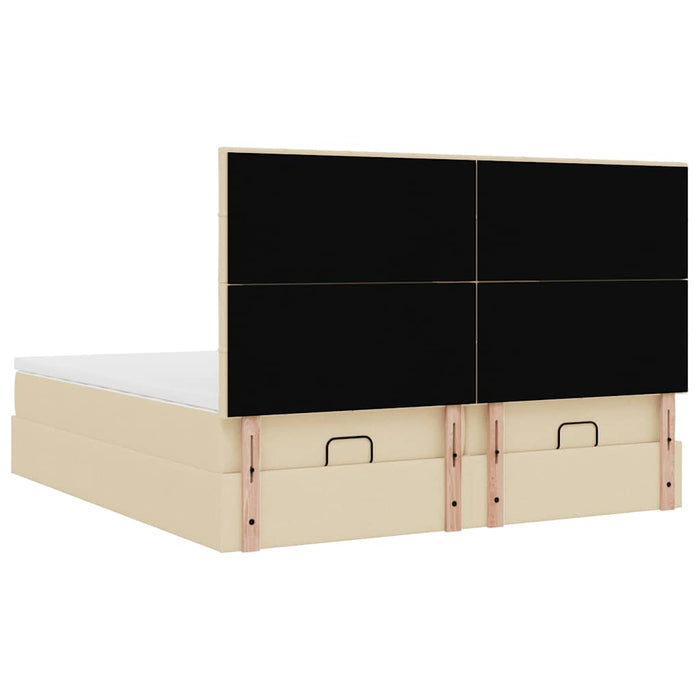 Cadru de pat otoman cu saltele crem 160x200cm stofa WALTI