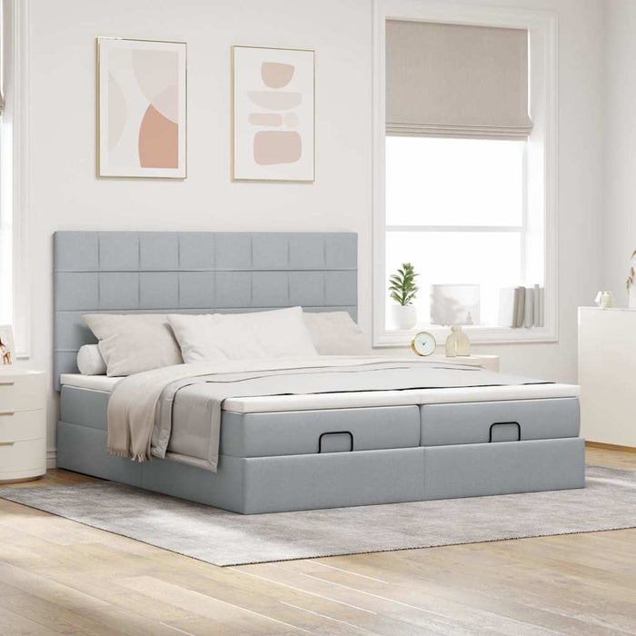 Cadru de pat otoman cu saltele Gri deschis 180x200cm Material - WALTI WALTI