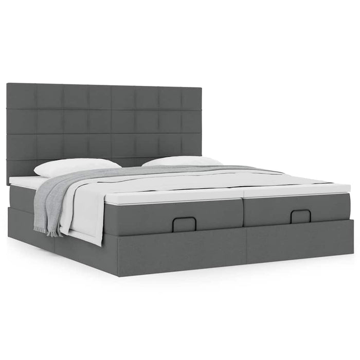 Cadru de pat otoman cu saltele Gri închis 180x200cm țesătură - WALTI WALTI