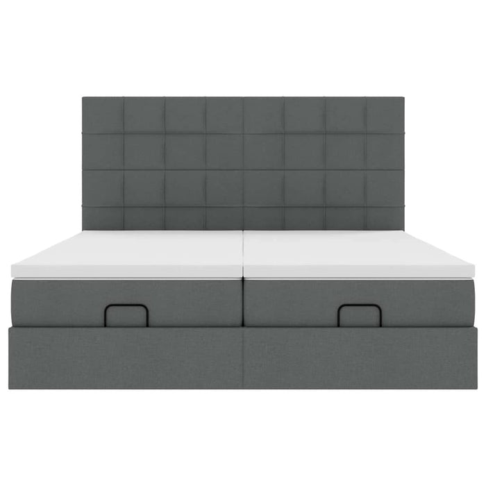 Cadru de pat otoman cu saltele Gri închis 180x200cm țesătură - WALTI WALTI