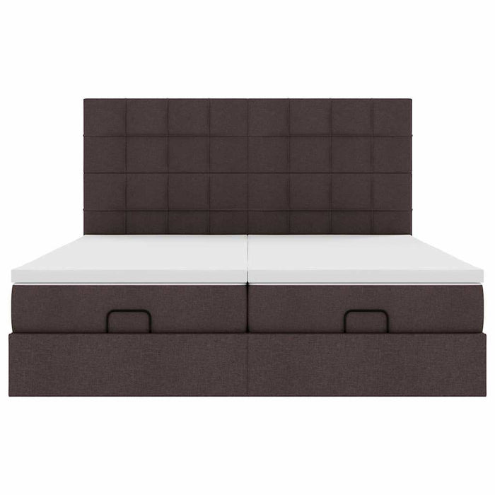 Cadru de pat otoman cu saltele țesătură maro închis 180x200cm WALTI