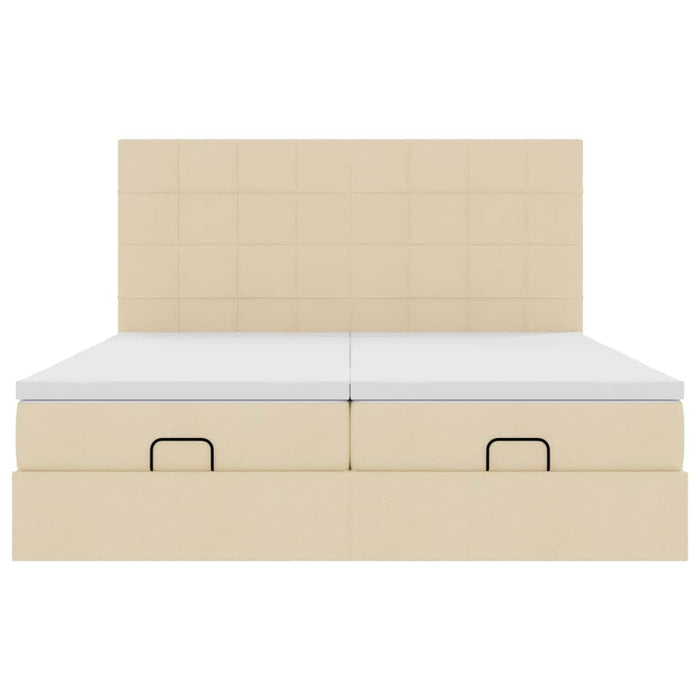 Cadru de pat otoman cu saltele crem 180x200cm stofa - WALTI WALTI