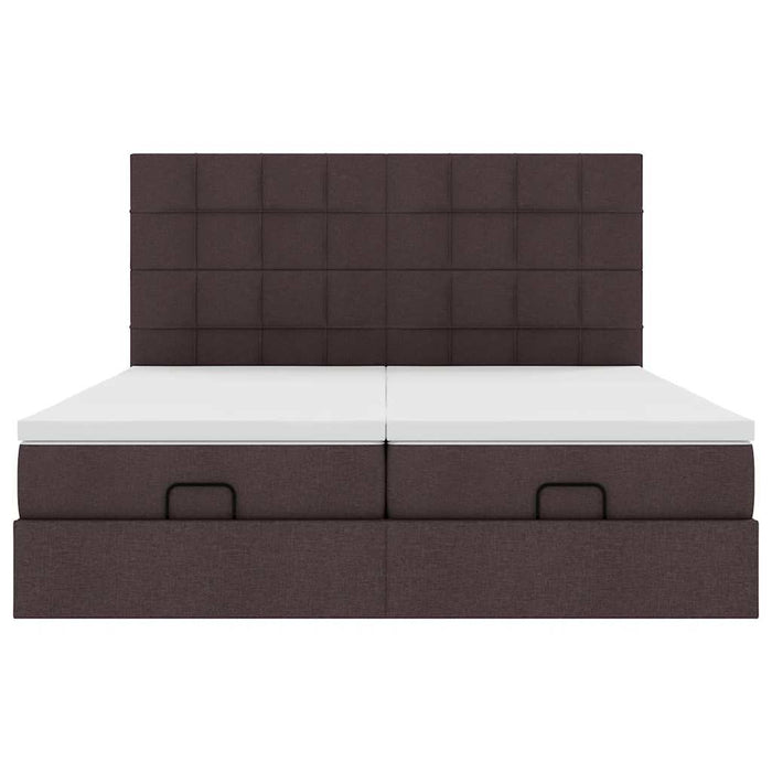 Cadru de pat otoman cu saltele țesătură maro închis 200x200cm WALTI