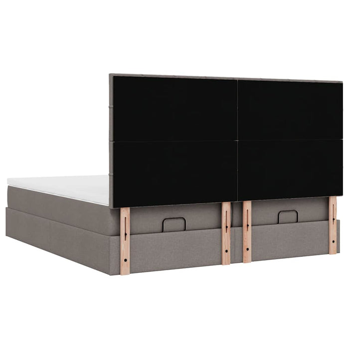 Cadru de pat otoman cu saltele Taupe 200x200cm țesătură WALTI