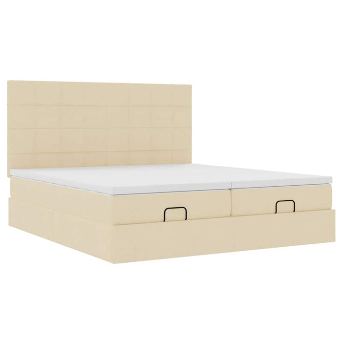 Cadru de pat otoman cu saltele crem 200x200cm stofa WALTI