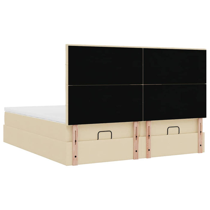 Cadru de pat otoman cu saltele crem 200x200cm stofa WALTI