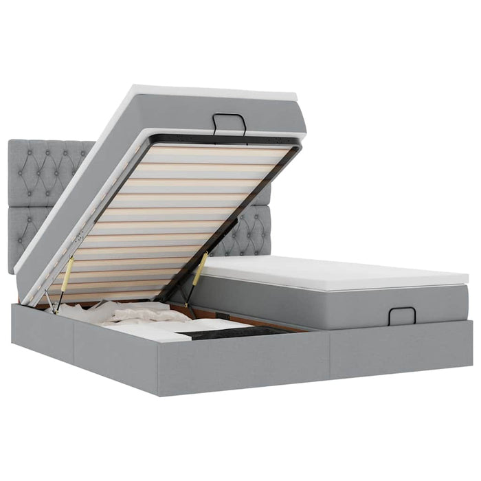 Cadru de pat otoman cu saltele Gri deschis 160x200cm Material - WALTI WALTI