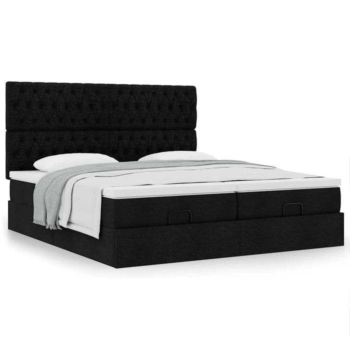 Cadru de pat otoman cu saltele, material negru 160x200cm - WALTI WALTI
