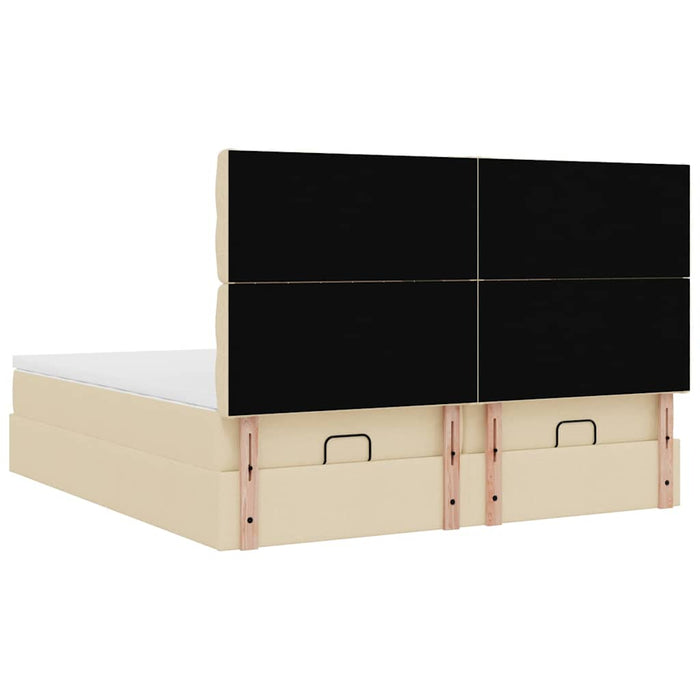 Cadru de pat otoman cu saltele crem 160x200cm stofa WALTI