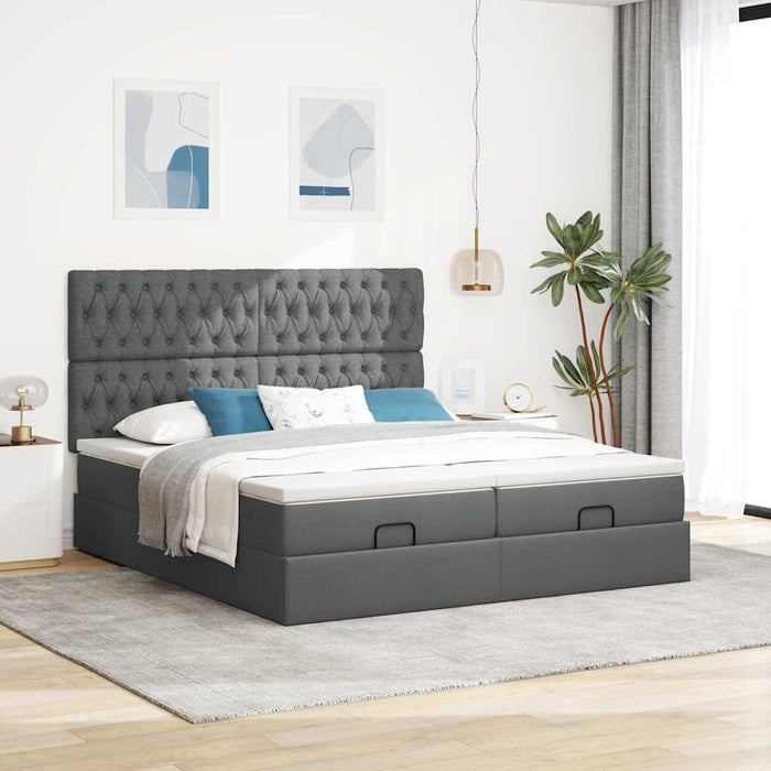 Cadru de pat otoman cu saltele Gri închis 180x200cm țesătură - WALTI WALTI