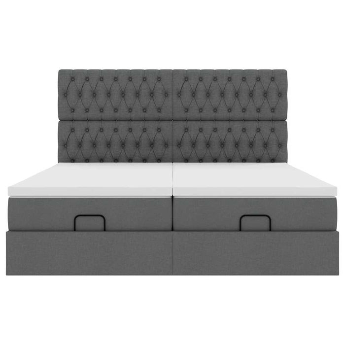 Cadru de pat otoman cu saltele Gri închis 180x200cm țesătură - WALTI WALTI