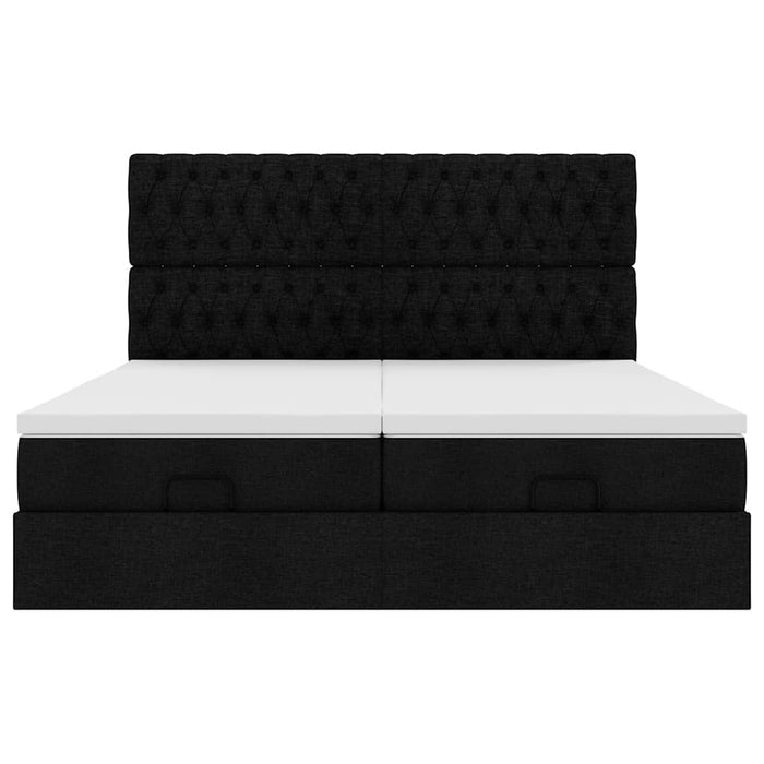 Cadru de pat otoman cu saltele, material negru 180x200cm - WALTI WALTI