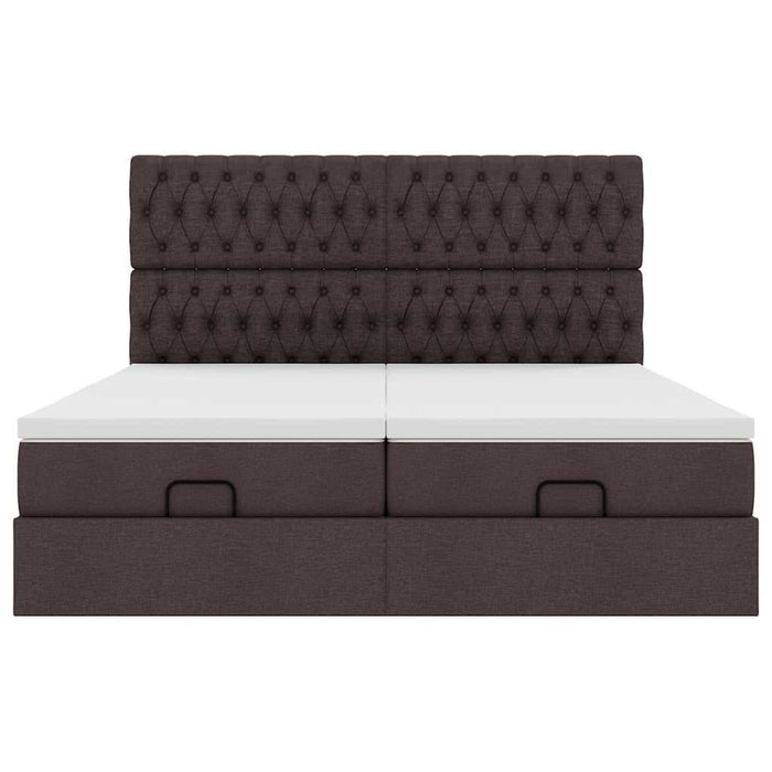Cadru de pat otoman cu saltele țesătură maro închis 180x200cm - WALTI WALTI