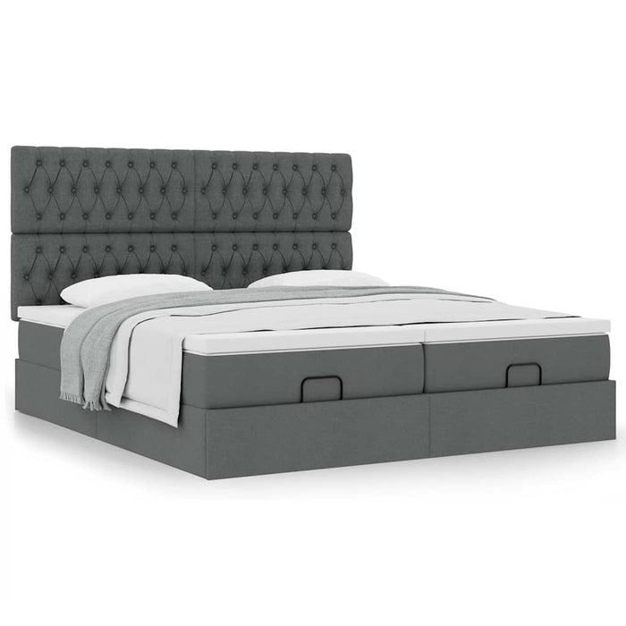 Cadru de pat otoman cu saltele țesătură gri închis 200x200cm - WALTI WALTI