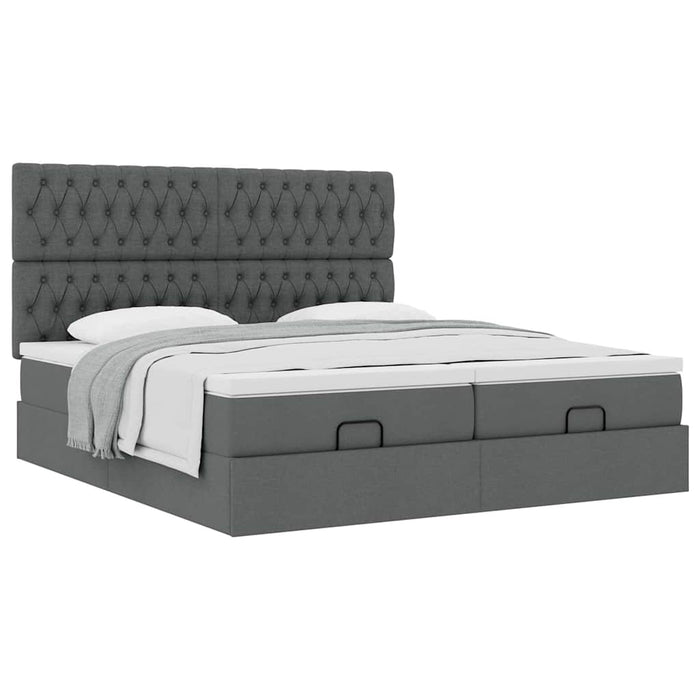 Cadru de pat otoman cu saltele țesătură gri închis 200x200cm - WALTI WALTI