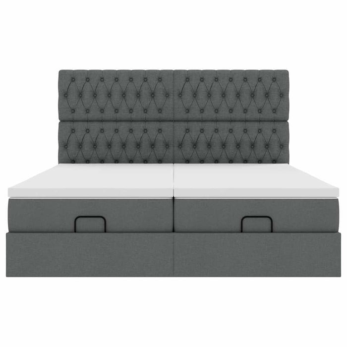 Cadru de pat otoman cu saltele țesătură gri închis 200x200cm - WALTI WALTI