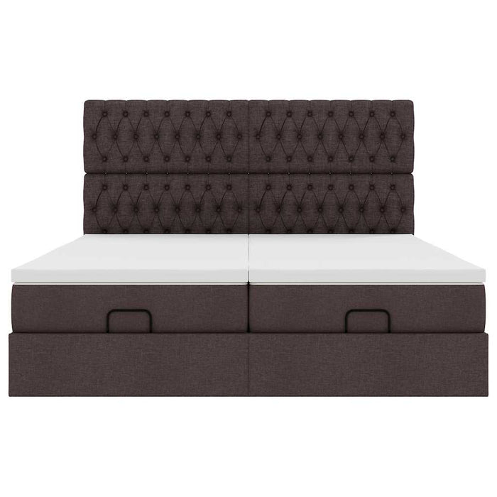 Cadru de pat otoman cu saltele țesătură maro închis 200x200cm WALTI