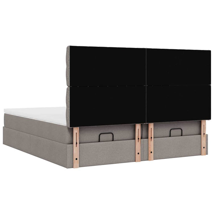 Cadru de pat otoman cu saltele Taupe 200x200cm țesătură WALTI
