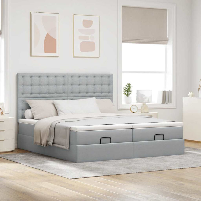 Cadru de pat otoman cu saltele Gri deschis 160x200cm Material - WALTI WALTI