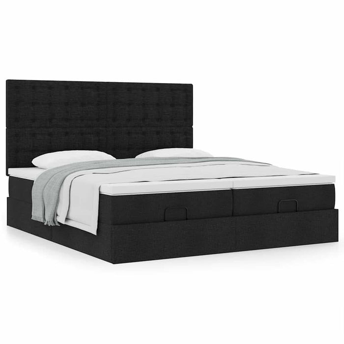 Cadru de pat otoman cu saltele, material negru 160x200cm - WALTI WALTI