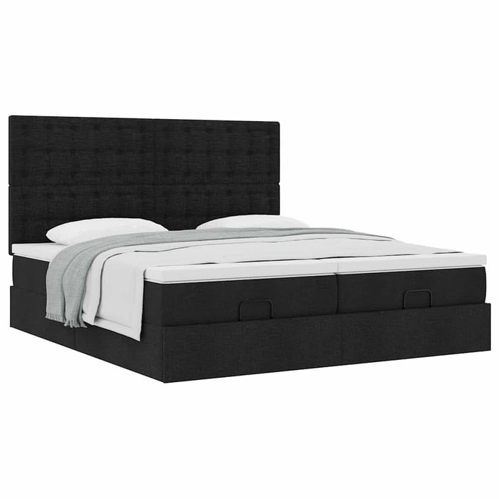 Cadru de pat otoman cu saltele, material negru 160x200cm - WALTI WALTI