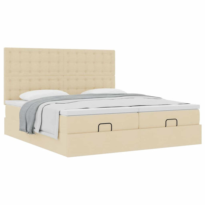 Cadru de pat otoman cu saltele crem 160x200cm stofa WALTI
