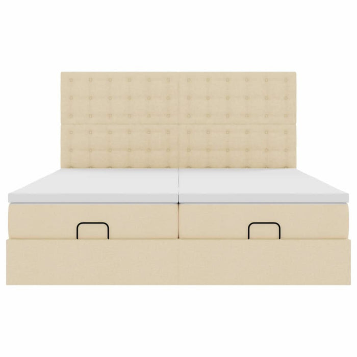 Cadru de pat otoman cu saltele crem 160x200cm stofa WALTI