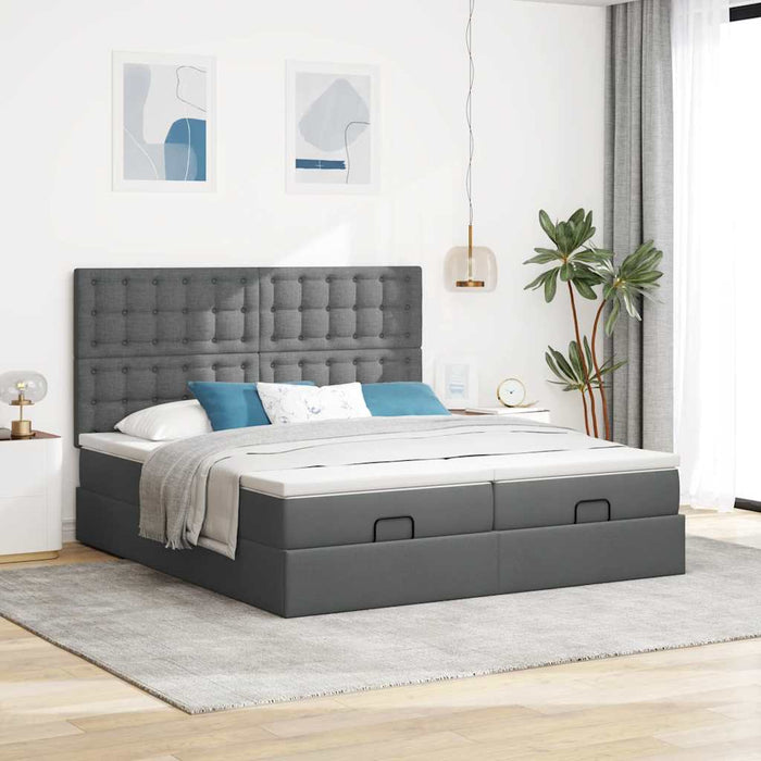 Cadru de pat otoman cu saltele Gri închis 180x200cm țesătură - WALTI WALTI