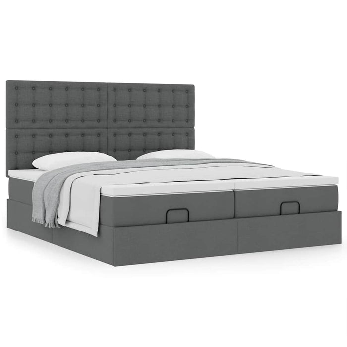 Cadru de pat otoman cu saltele Gri închis 180x200cm țesătură - WALTI WALTI