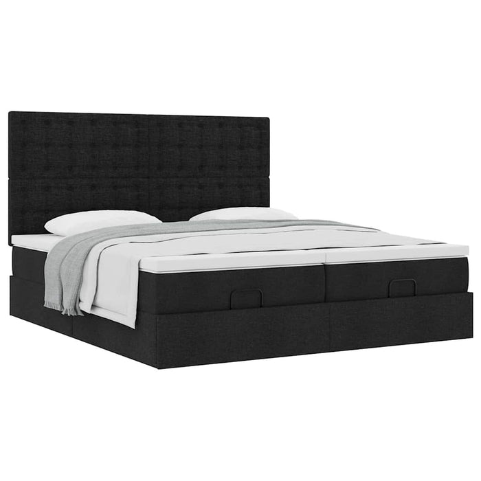 Cadru de pat otoman cu saltele, material negru 180x200cm - WALTI WALTI