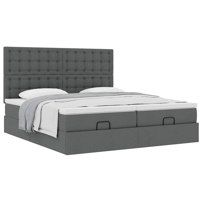 Cadru de pat otoman cu saltele țesătură gri închis 200x200cm - WALTI WALTI