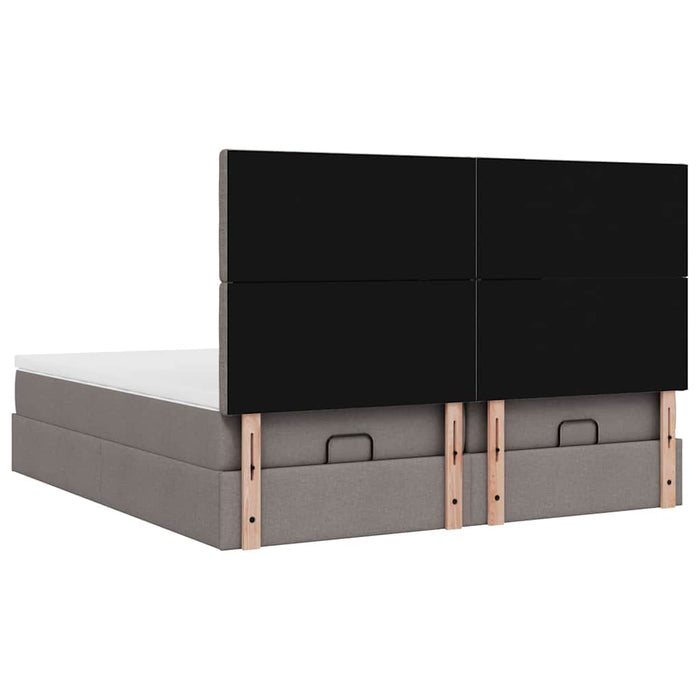 Cadru de pat otoman cu saltele Taupe 200x200cm țesătură WALTI