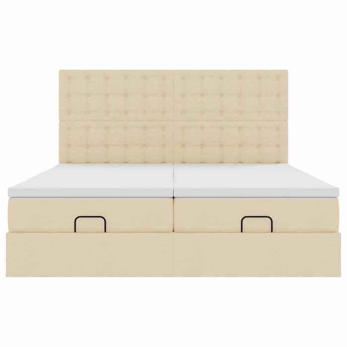 Cadru de pat otoman cu saltele crem 200x200cm stofa - WALTI WALTI