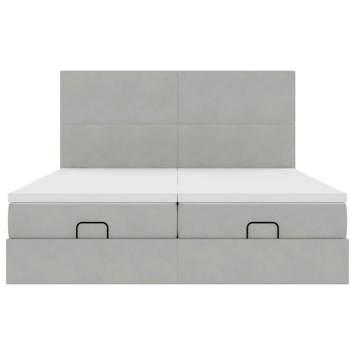 Cadru de pat otoman cu saltele Gri deschis 180x200cm catifea - WALTI WALTI