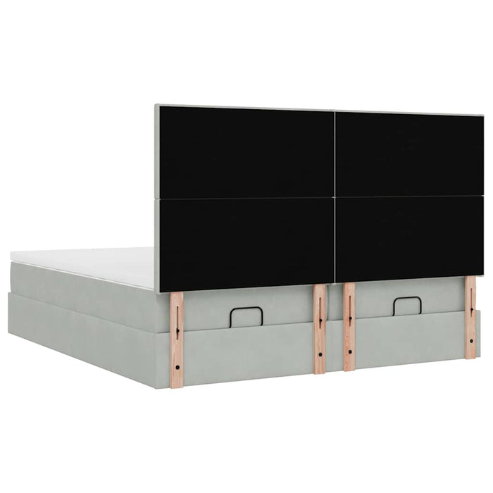 Cadru de pat otoman cu saltele Gri deschis 180x200cm catifea - WALTI WALTI