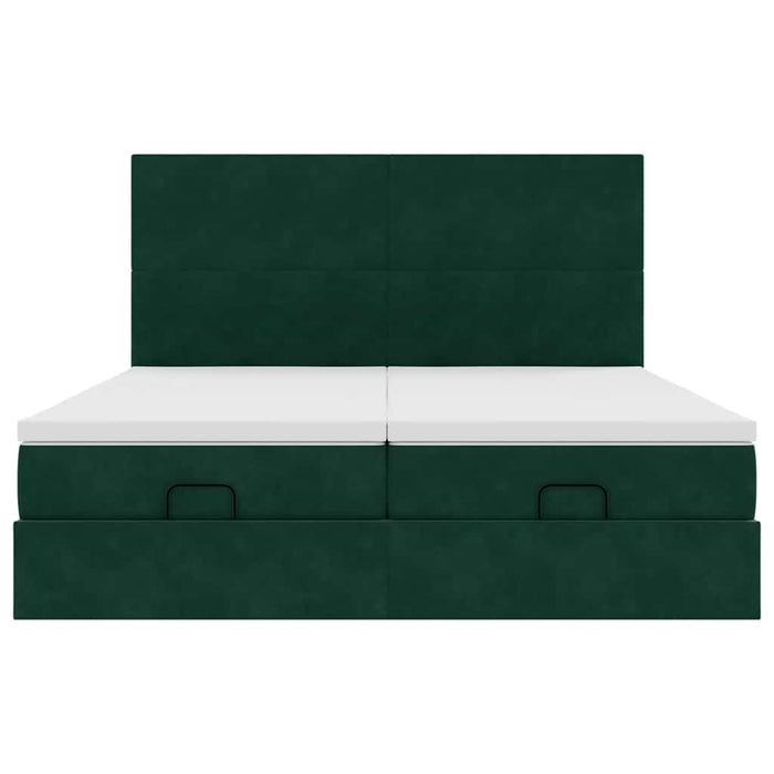 Cadru de pat otoman cu saltele, catifea verde închis 180x200cm - WALTI WALTI