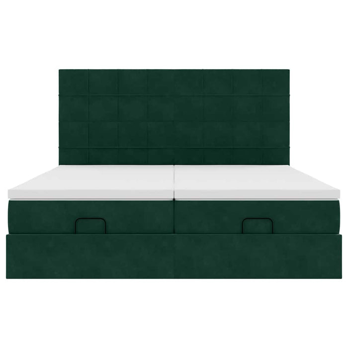 Cadru de pat otoman cu saltele Verde închis 160x200cm catifea - WALTI WALTI