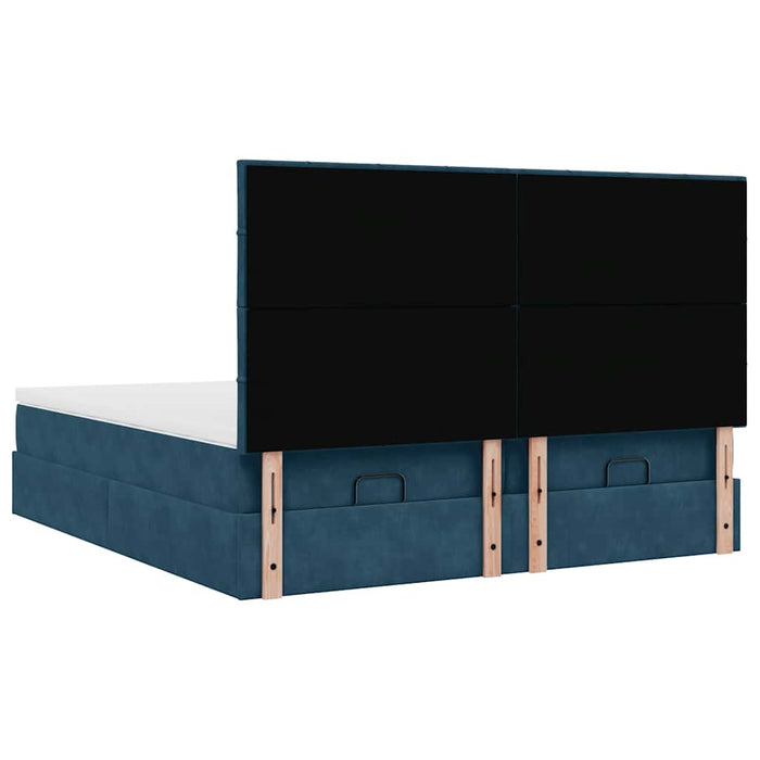 Cadru pat otoman cu saltele Albastru închis 160x200cm catifea - WALTI WALTI
