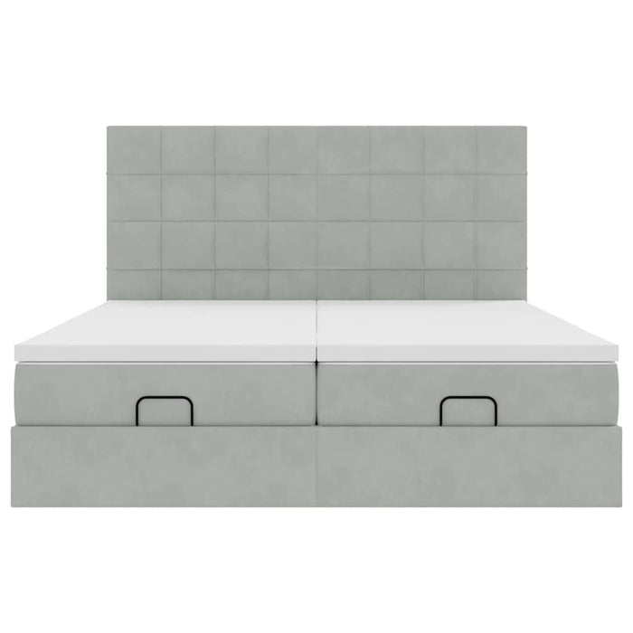 Cadru de pat otoman cu saltele Gri deschis 180x200cm catifea - WALTI WALTI