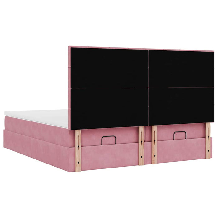 Cadru de pat otoman cu saltele Roz 180x200cm catifea - WALTI WALTI