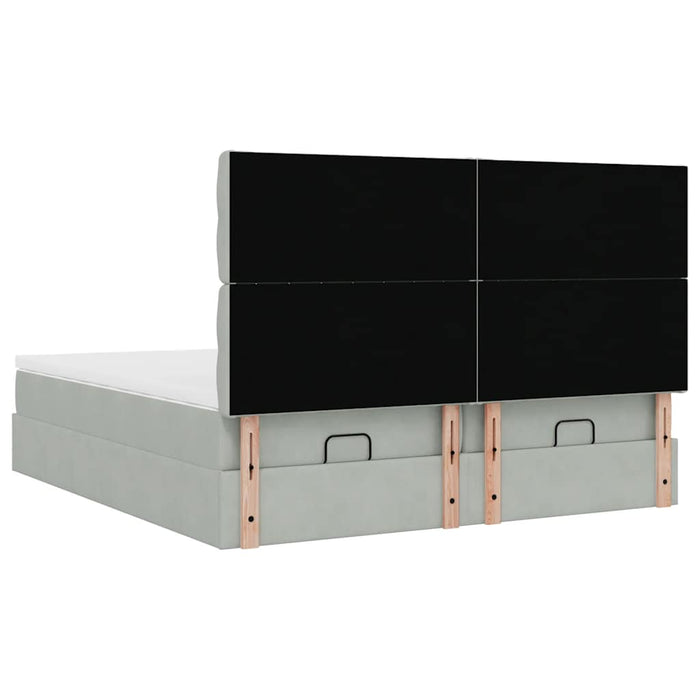 Cadru de pat otoman cu saltele Gri deschis 160x200cm catifea - WALTI WALTI
