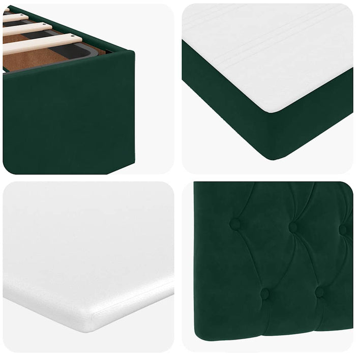 Cadru de pat otoman cu saltele Verde închis 160x200cm catifea WALTI